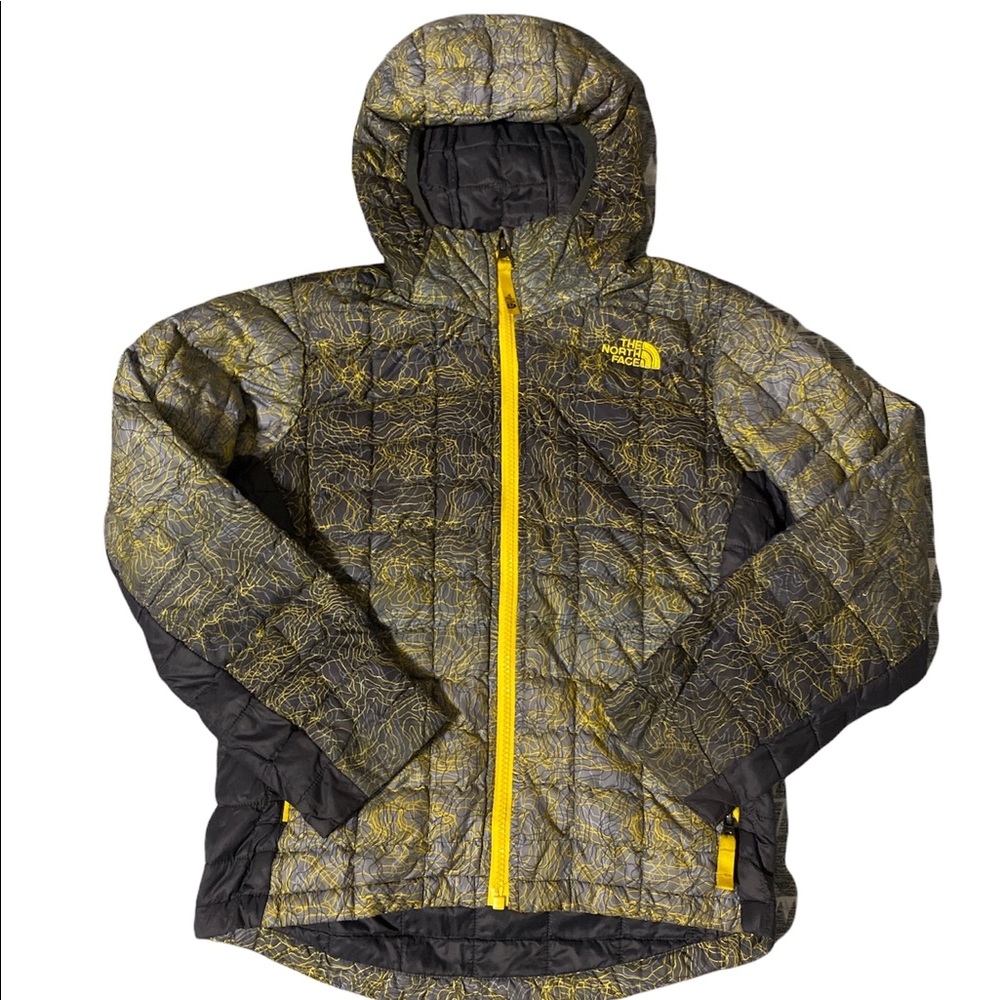 Boys North Face Jacket Yellow Gray 7 8
